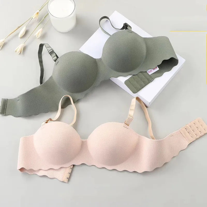 Seamless Solid Adjustable Shoulder PushUp Bra