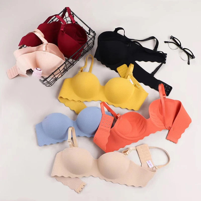 Seamless Solid Adjustable Shoulder PushUp Bra